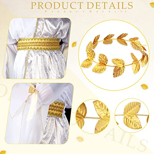 Geyoga 2 Pcs Greek Goddess Costume Toga Costume Women Halloween Greek Dress with Roman Crown Leaf Wreath(Adult Size, Medium) - Image 3