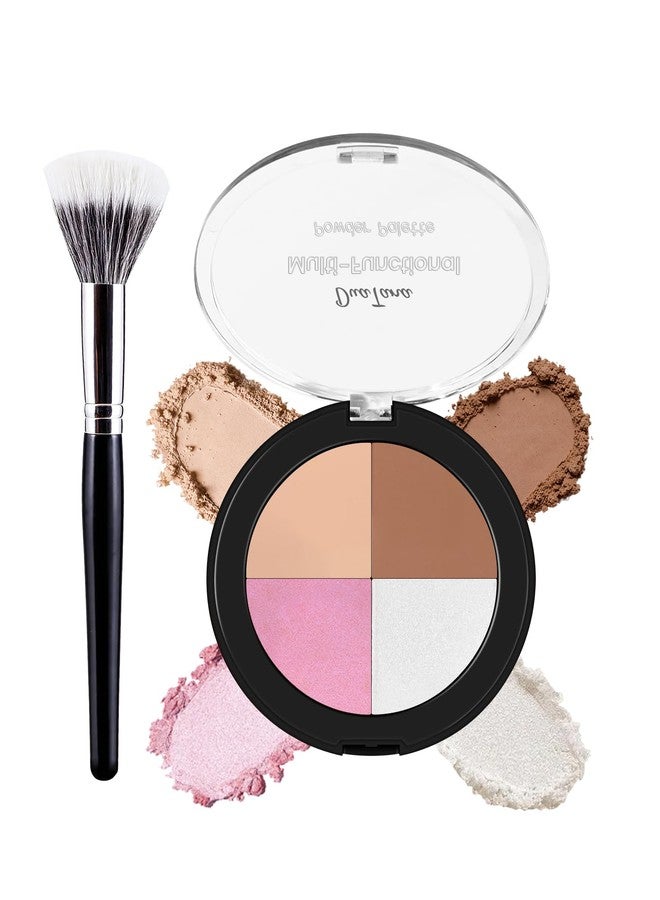 DuaTana 4 Colors Highlighting Eye&Cheek Palette,4 in 1 Matte&Shimmer Glow Blush Contour Bronzer Highlighter Eyeshadow Eyebrow Makeup Palette,Baked Blush Highlight Bronze Powder Illuminator Women Face Makeup-B - Image 1