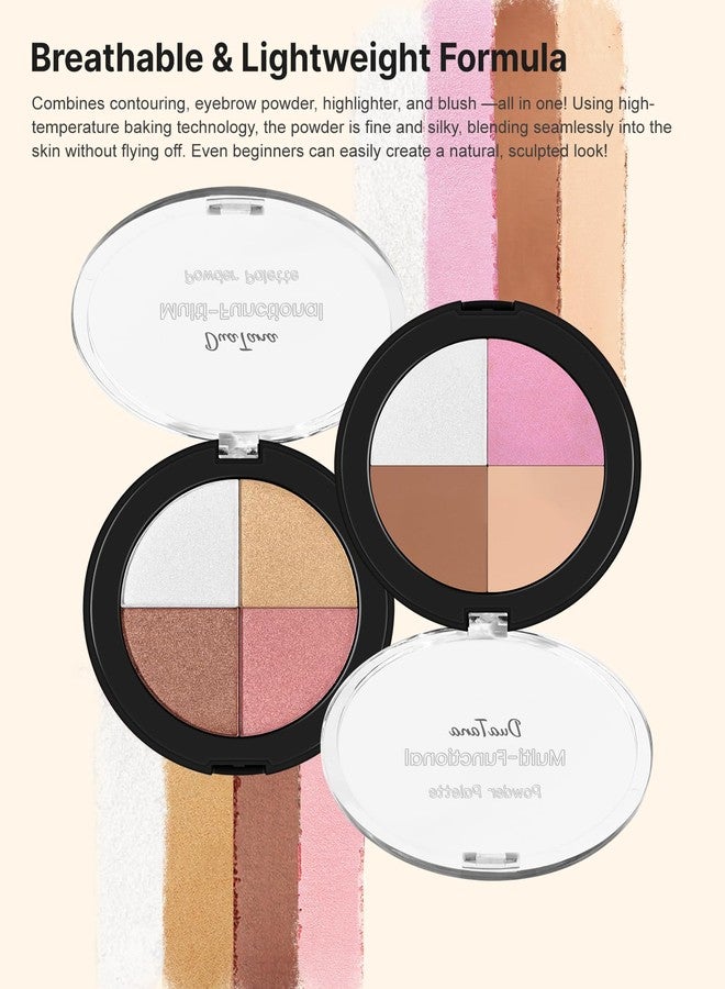 DuaTana 4 Colors Highlighting Eye&Cheek Palette,4 in 1 Matte&Shimmer Glow Blush Contour Bronzer Highlighter Eyeshadow Eyebrow Makeup Palette,Baked Blush Highlight Bronze Powder Illuminator Women Face Makeup-B - Image 5