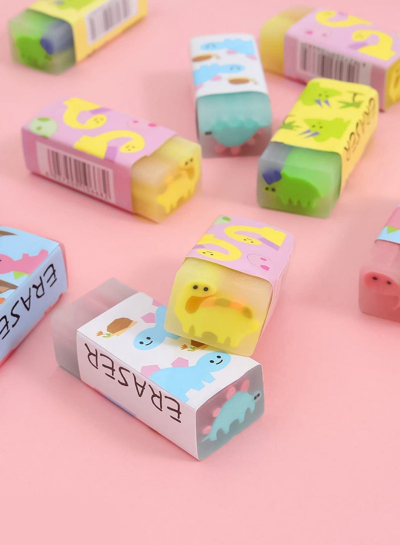 8-Pack Dinosaur Erasers, Cute Animal Erasers for Kids, Fun Educational Pencil Erasers, Soft and Adorable Stationery Toys for School Supplies. - Image 2