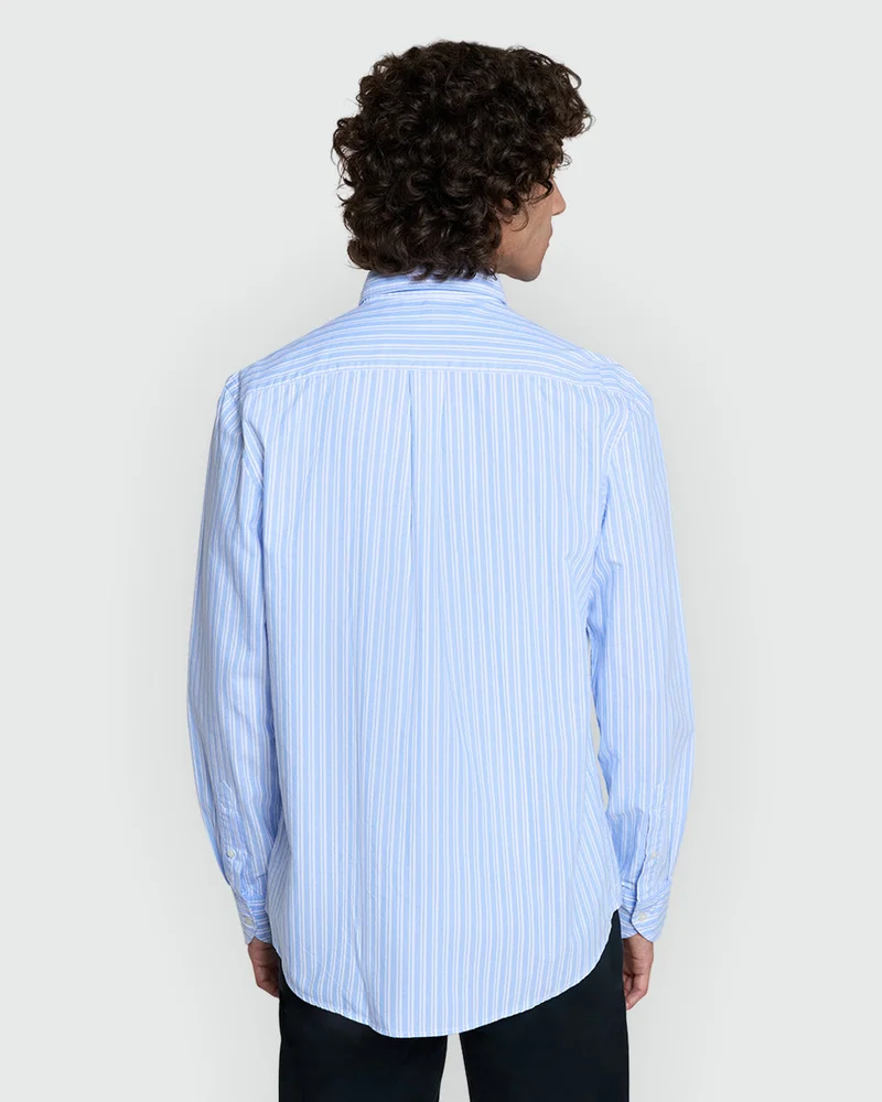 او في اس Lt Blue-Striped White