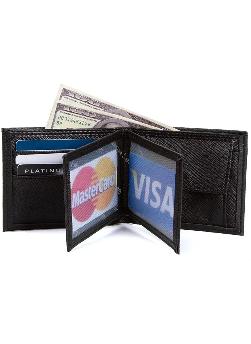 Newish Polo Newishpolo Faux Leather Men's Wallet Card Holder Black