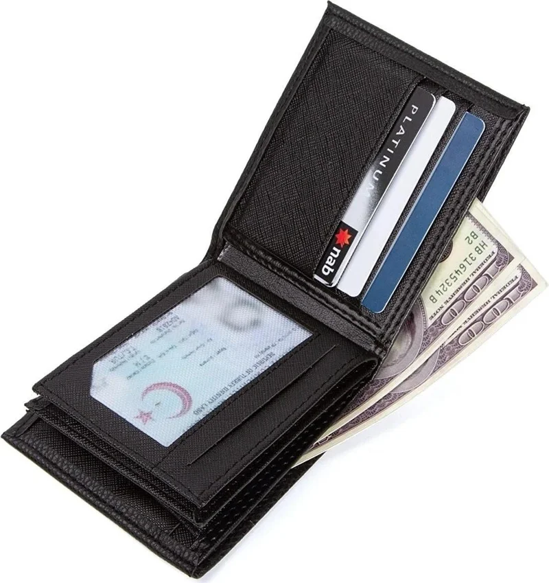 Newish Polo Newishpolo Faux Leather Men's Wallet Card Holder Black