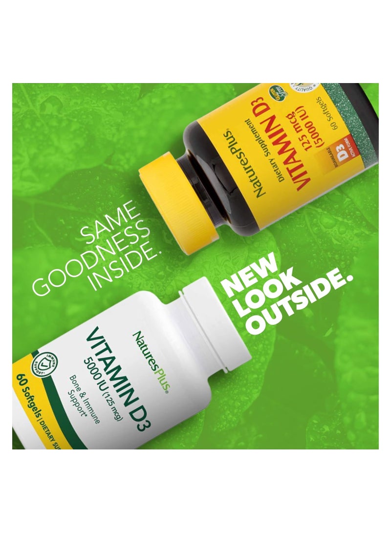 NaturesPlus Vitamin D3 125 mcg 5,000 IU - 60 Softgels - Image 2