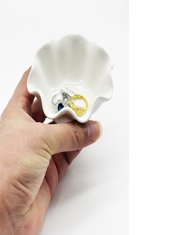 BESSKON White Flower Jewelry Dish, 3.5″ Lotus Jewelry Bowl Ring Holder, Ceramic Jewlery Tray Cute Vanity Nightstand Bathroom Room Decor Trinket Dish Valentine's Friendship Birthday Gifts for Women Mom - Image 3