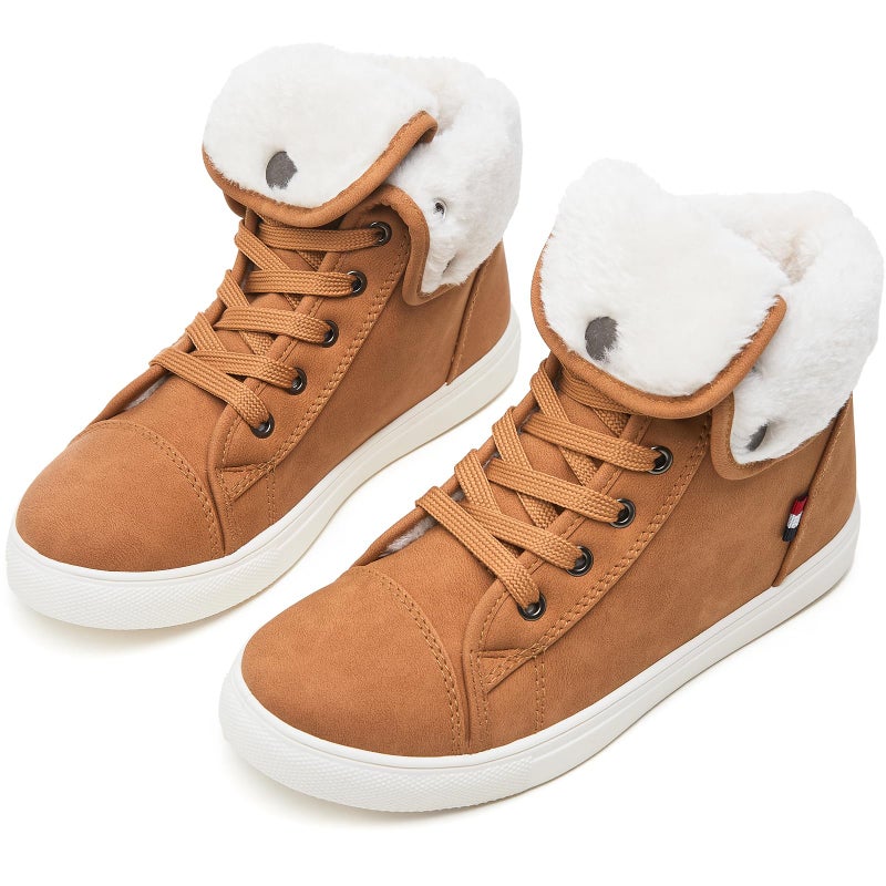 Shupua Ankle Boots For Women Lace Up Combat Boots Winter Boots Fashion Snow Boots For Girls Ankle Booties Winter Shoes(Brown.us7) - Image 1