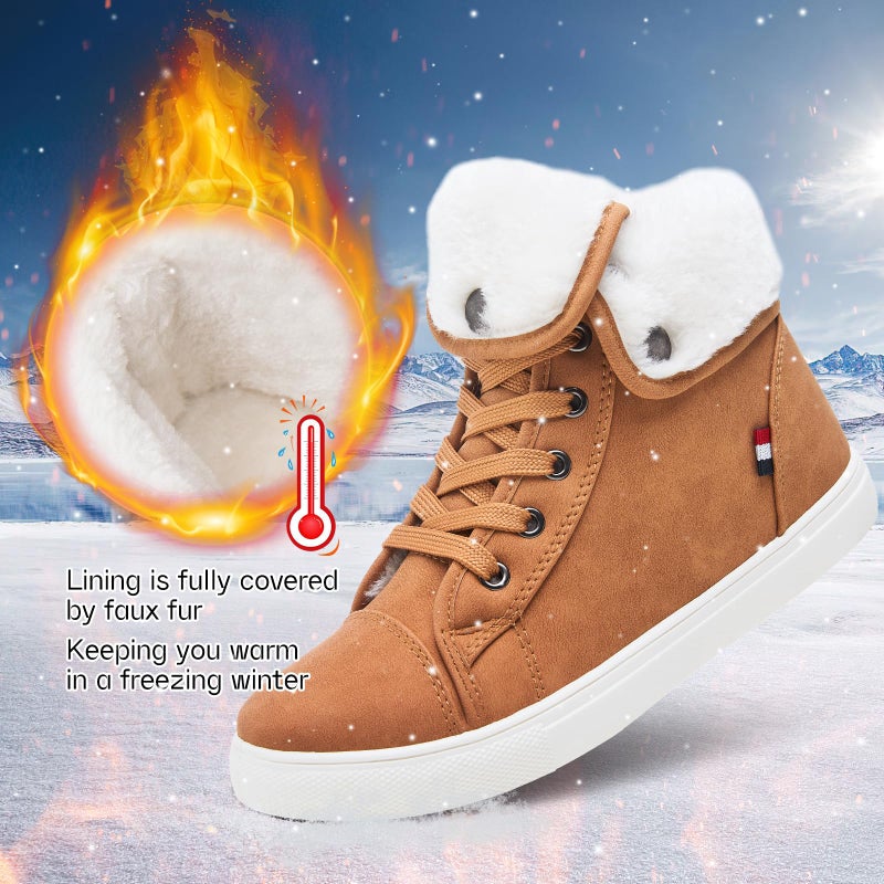 Shupua Ankle Boots For Women Lace Up Combat Boots Winter Boots Fashion Snow Boots For Girls Ankle Booties Winter Shoes(Brown.us7) - Image 5