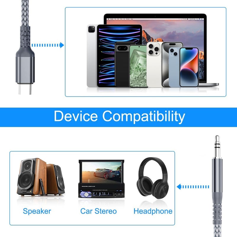Elebase iPhone 17 16 16e Aux Cord 4FT,USB C Aux Cable,Type C to 3.5MM Jack Audio Adapter Auxiliary Cord for Car,New Apple 15 Pro Max Plus,iPad mini Air,Samsung Galaxy Z Fold Flip,S25 S24 S23 FE Ultra - Image 5