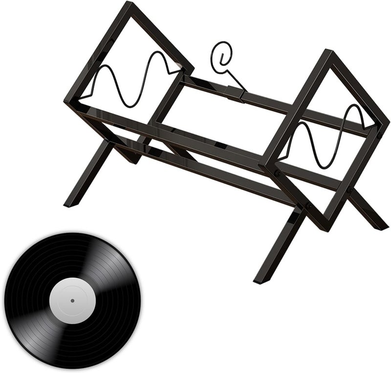 windforgecraft Record Holder Stand,Record Holder Stand Up to 100 LP Albums | Contemporary Display Concept Design Newspaper Holder File Storage, Stylish Desktop File Sorter Organizer - Image 1