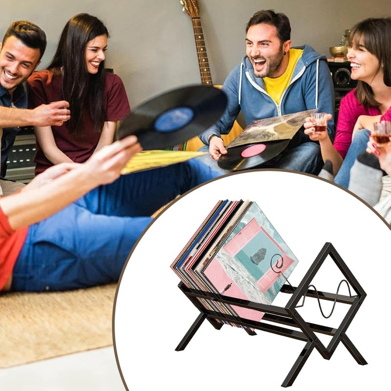windforgecraft Record Holder Stand,Record Holder Stand Up to 100 LP Albums | Contemporary Display Concept Design Newspaper Holder File Storage, Stylish Desktop File Sorter Organizer - Image 2