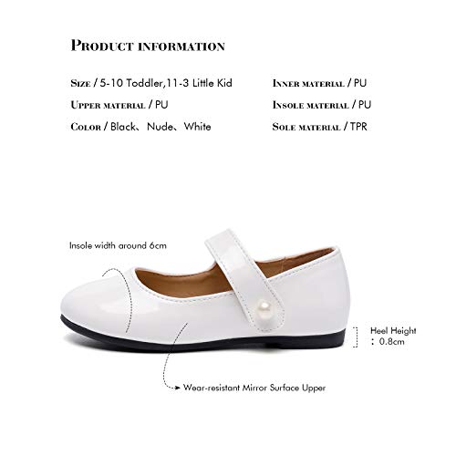 FUNKYMONKEY Toddler/Little Girl Mary Jane Dress Shoes Casual Slip on Ballet Flat (12 Little Kid, White) - Image 5