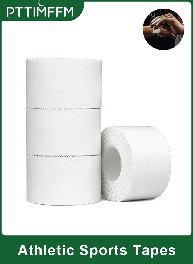بتيمفم شريط رياضي أبيض، عبوة من 4 قطع، شريط رياضي ذاتي اللصق من القطن لدعم المعصم والكاحل، خالٍ من الرواسب، شريط قابل للتهوية للجمباز والملاكمة والهوكي والتسلق والتدريب - Image 1