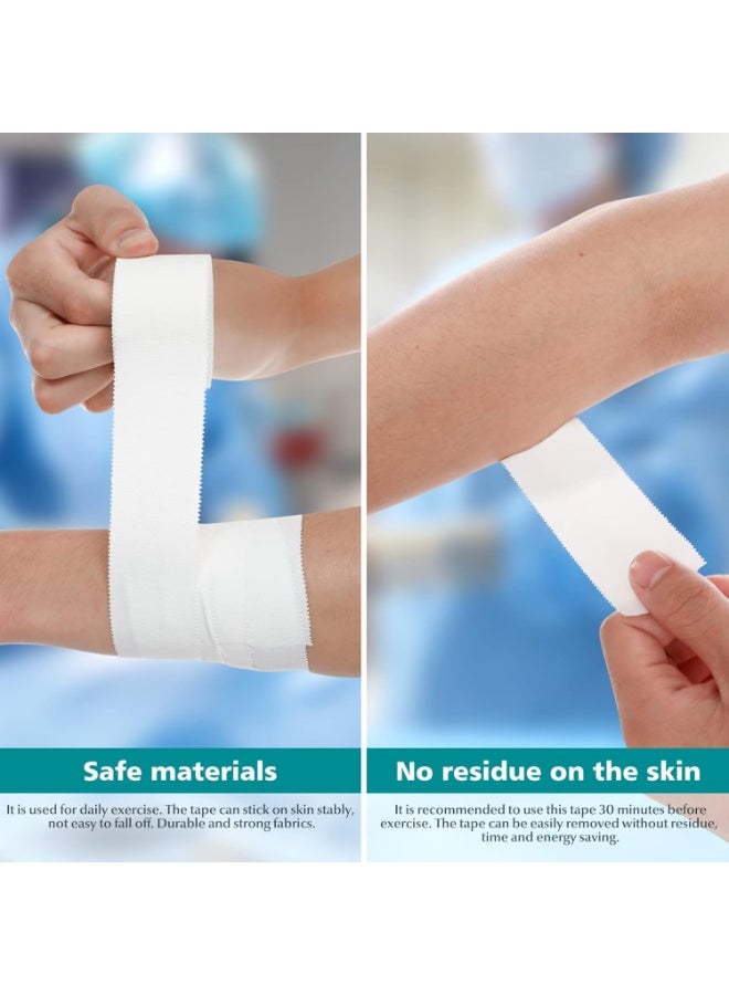 بتيمفم شريط رياضي أبيض، عبوة من 4 قطع، شريط رياضي ذاتي اللصق من القطن لدعم المعصم والكاحل، خالٍ من الرواسب، شريط قابل للتهوية للجمباز والملاكمة والهوكي والتسلق والتدريب - Image 4