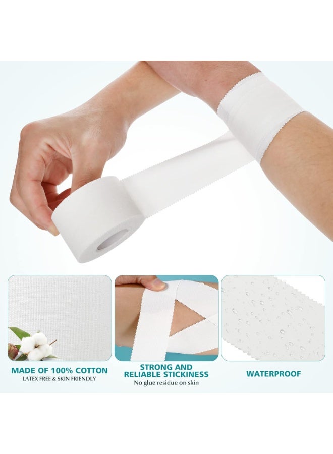بتيمفم شريط رياضي أبيض، عبوة من 4 قطع، شريط رياضي ذاتي اللصق من القطن لدعم المعصم والكاحل، خالٍ من الرواسب، شريط قابل للتهوية للجمباز والملاكمة والهوكي والتسلق والتدريب - Image 3