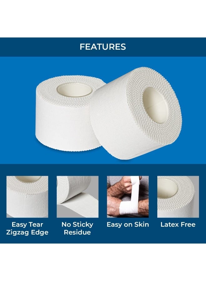 بتيمفم شريط رياضي أبيض، عبوة من 4 قطع، شريط رياضي ذاتي اللصق من القطن لدعم المعصم والكاحل، خالٍ من الرواسب، شريط قابل للتهوية للجمباز والملاكمة والهوكي والتسلق والتدريب - Image 2