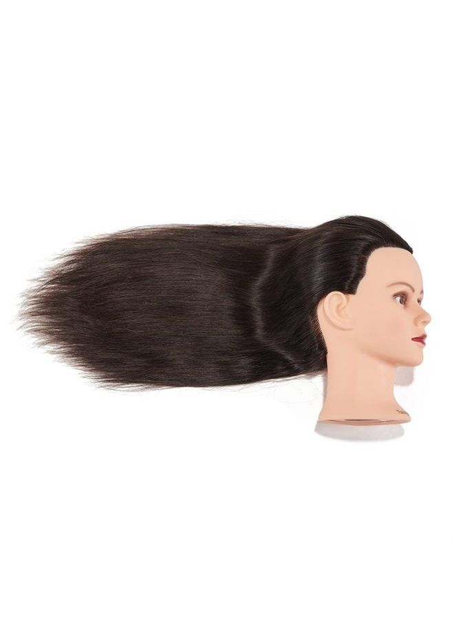 training head Traininghead 20-22'' Female Mannequin Head 100% Human Hair Hairdresser Training Practice Head Cosmetology Manikin Head Doll Head with Clamp Stand (1711-16'') - Image 4