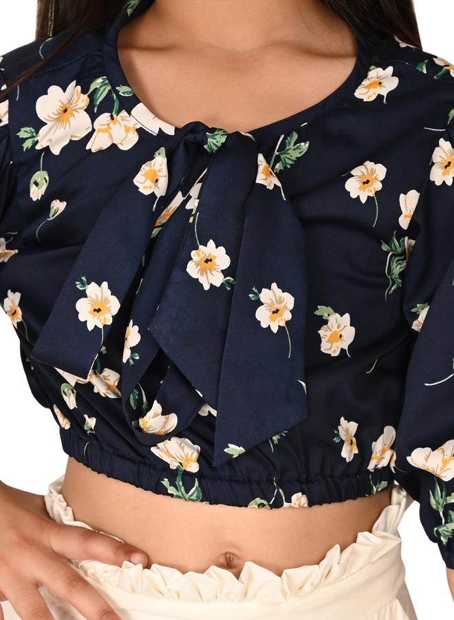 LILPICKS Floral Printed Top & Solid Oversized Pant Co-Ords Set by Styli - Image 2