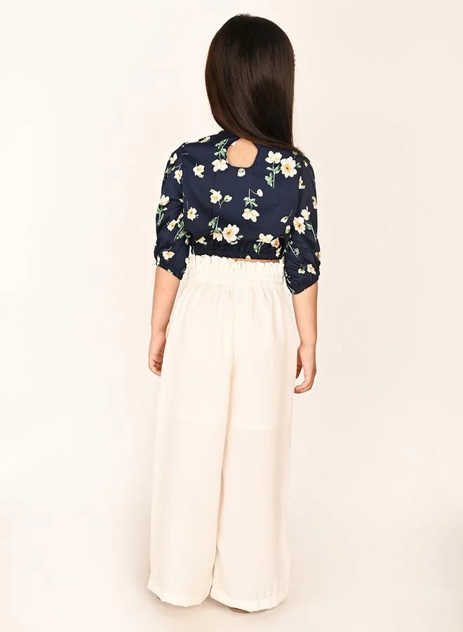 LILPICKS Floral Printed Top & Solid Oversized Pant Co-Ords Set by Styli