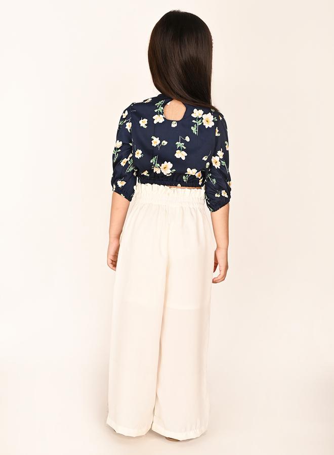 LILPICKS Floral Printed Top & Solid Oversized Pant Co-Ords Set by Styli - Image 4