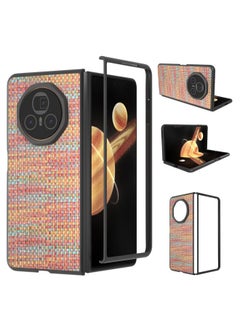 Case For Honor Magic V3 Black Frame Color Lattice Texture PU Phone Case