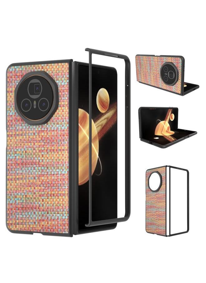 Green Tiger - Case For Honor Magic V3 Black Frame Color Lattice Texture PU Phone Case - Image 1