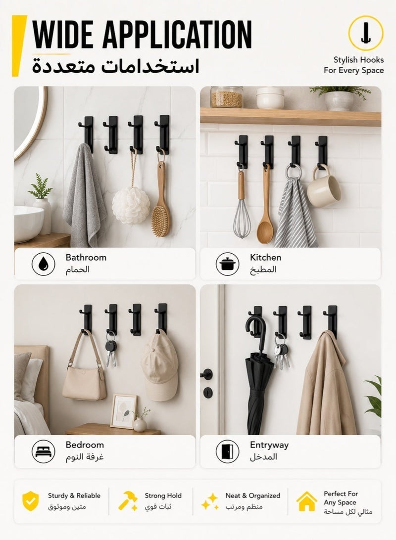 jaexest 8-Pack Heavy Duty Self-Adhesive Stainless Steel Wall Hooks – No Drill Bathroom & Kitchen Organizer Hooks, 304 Rustproof Metal Hooks, Strong Adhesion, Up to 15LB Load, Towel/Coat/Key Hooks - Image 3
