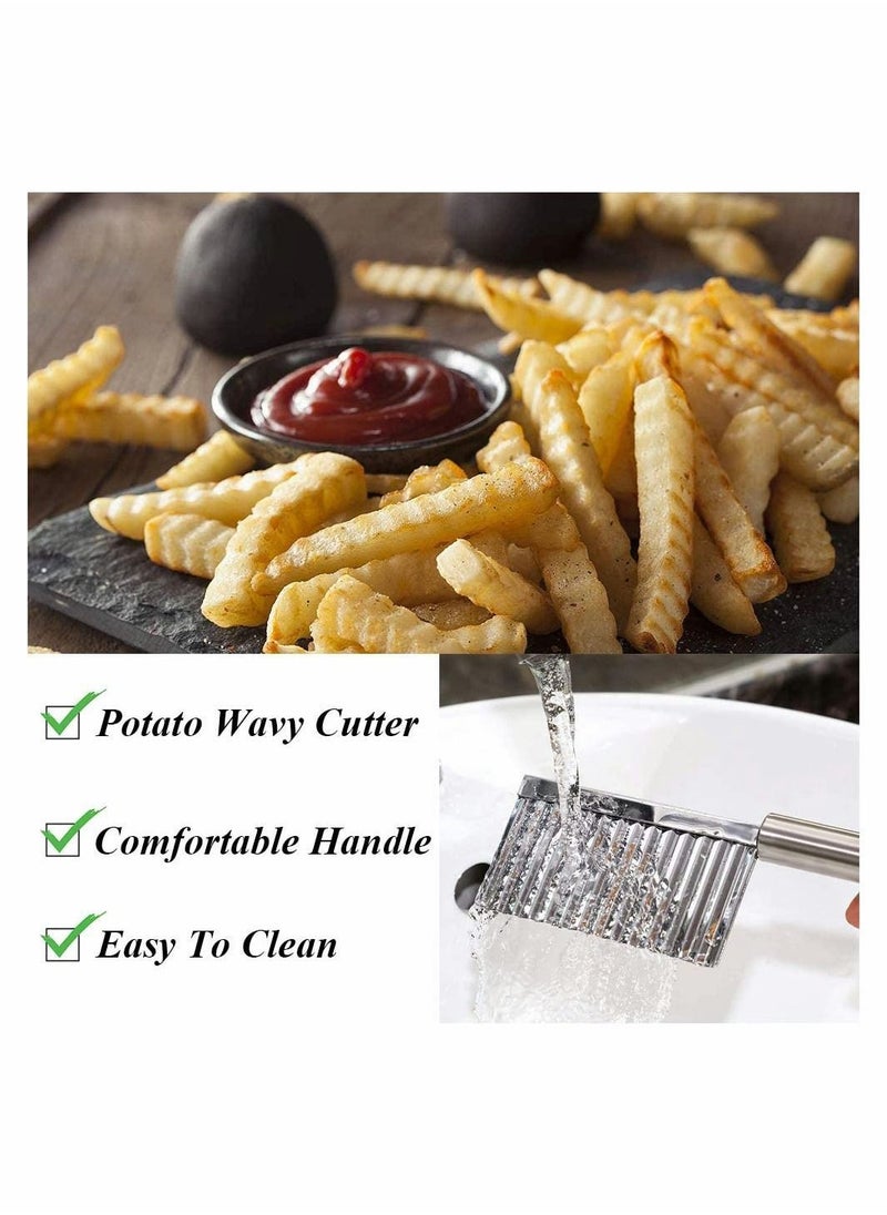 Y&D 2 Pieces Crinkle Cutting Tool, Potato Wavy Cutter, Slicer, Multifunctional Stainless Steel Cutter for Fruit, Vegetable, Potatoes, French Fries (Silver)  - Image 4