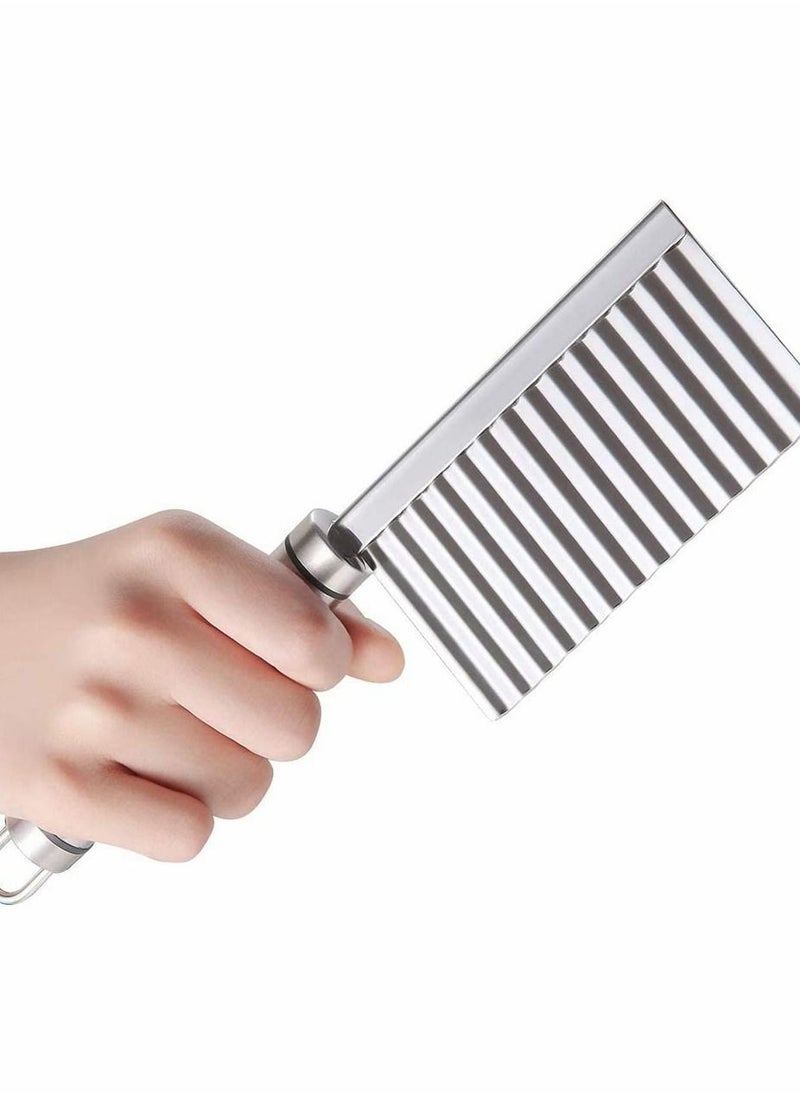 Y&D 2 Pieces Crinkle Cutting Tool, Potato Wavy Cutter, Slicer, Multifunctional Stainless Steel Cutter for Fruit, Vegetable, Potatoes, French Fries (Silver)  - Image 3