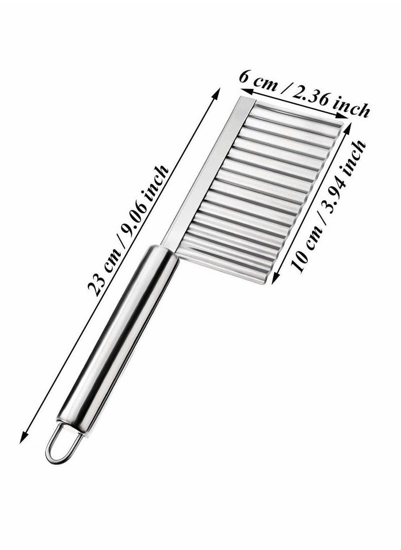 Y&D 2 Pieces Crinkle Cutting Tool, Potato Wavy Cutter, Slicer, Multifunctional Stainless Steel Cutter for Fruit, Vegetable, Potatoes, French Fries (Silver)  - Image 2