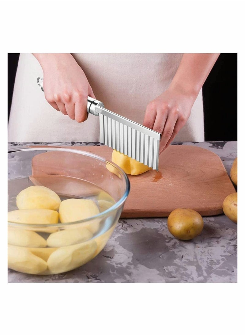 Y&D 2 Pieces Crinkle Cutting Tool, Potato Wavy Cutter, Slicer, Multifunctional Stainless Steel Cutter for Fruit, Vegetable, Potatoes, French Fries (Silver)  - Image 5