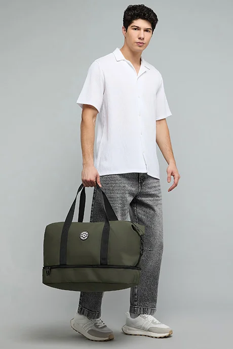 أر أند بي Textured Shirt with Revere Collar and Short Sleeves