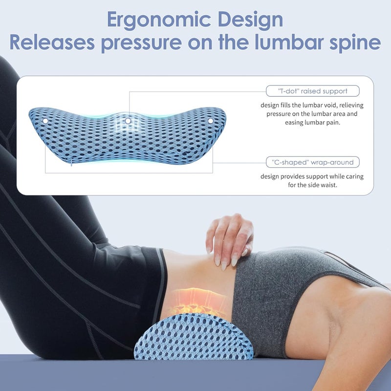 kasney Lumbar Support Pillow Ergonomic Memory Foam, Relieve Back Pain, CMFY Breathable & Detachable & Washable, Perfect for Office Chairs, Car Seats, Beds (Blue) - Image 3