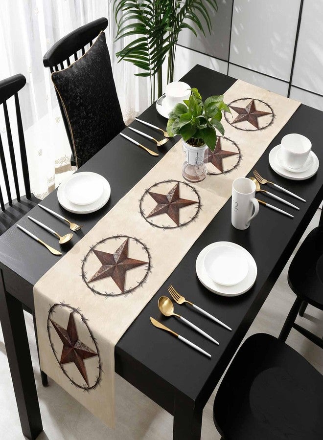 PIEPLE Texas Western Star Rustic Table Runner-Cotton linen-Small 36 inche Barn Star Dresser Scarves,Kitchen Coffee/Dining Farmhouse Cowboy Tablerunner for Country Home Living Room,Holiday Dinner Scarf Decor - Image 5