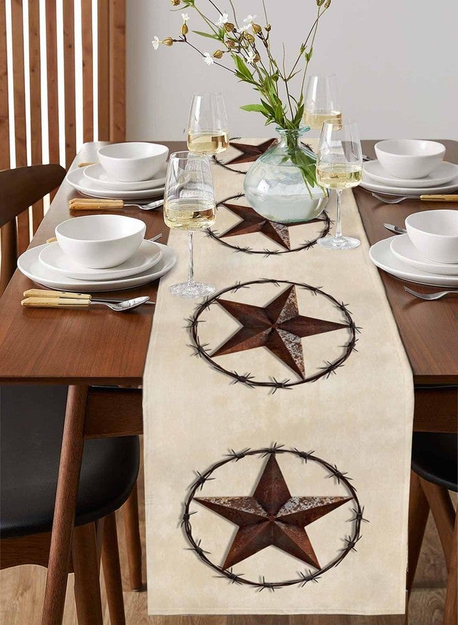 PIEPLE Texas Western Star Rustic Table Runner-Cotton linen-Small 36 inche Barn Star Dresser Scarves,Kitchen Coffee/Dining Farmhouse Cowboy Tablerunner for Country Home Living Room,Holiday Dinner Scarf Decor - Image 4