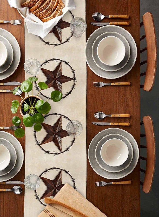 PIEPLE Texas Western Star Rustic Table Runner-Cotton linen-Small 36 inche Barn Star Dresser Scarves,Kitchen Coffee/Dining Farmhouse Cowboy Tablerunner for Country Home Living Room,Holiday Dinner Scarf Decor - Image 2