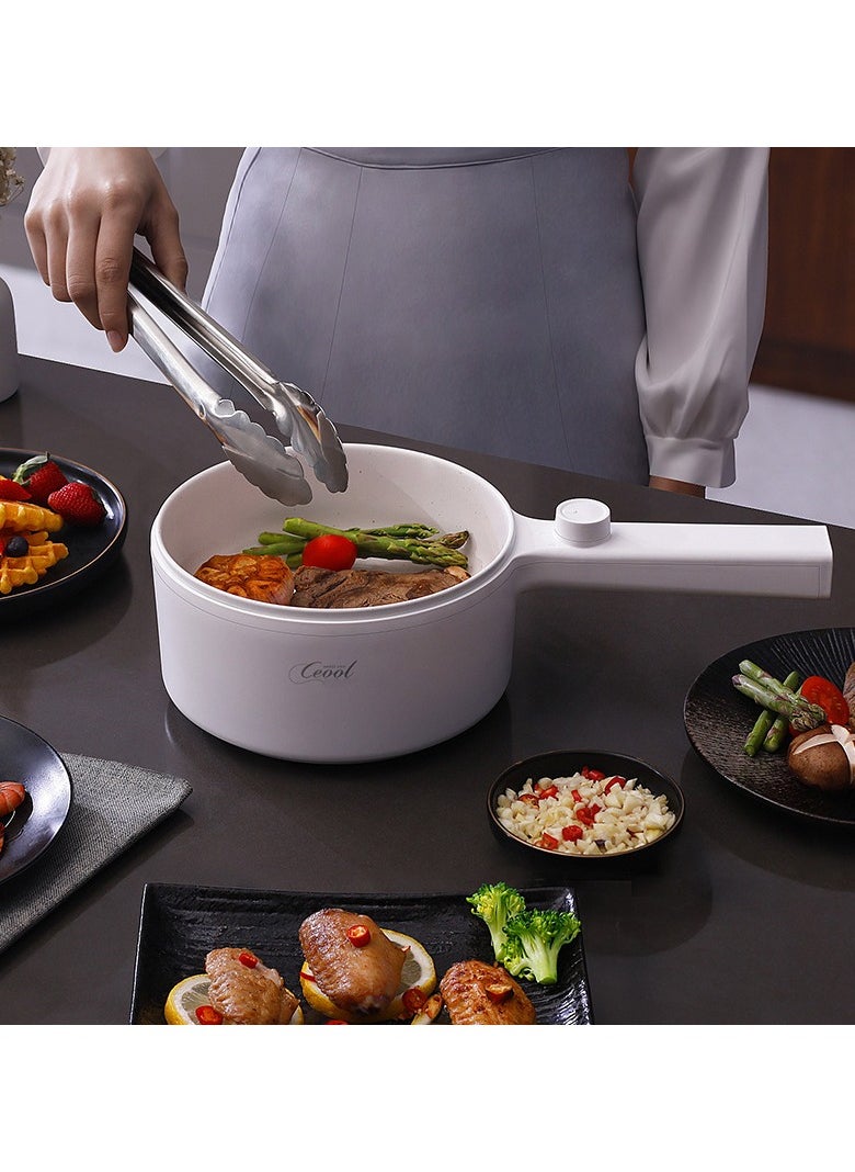 miss ceool 1.5L Multi-functional Electric Skillet 600W Non-Stick Rapid Cooking Noodles Steak Egg Fried Rice Ramen Soup Hot Pot Electric Fry Pan 2 Modes Temperature Control with UK Plug Type  - Image 2