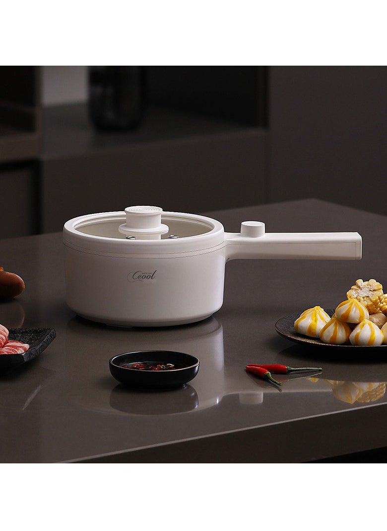 miss ceool 1.5L Multi-functional Electric Skillet 600W Non-Stick Rapid Cooking Noodles Steak Egg Fried Rice Ramen Soup Hot Pot Electric Fry Pan 2 Modes Temperature Control with UK Plug Type  - Image 3