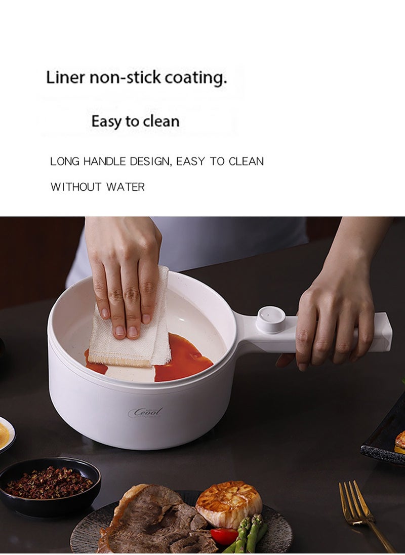 miss ceool 1.5L Multi-functional Electric Skillet 600W Non-Stick Rapid Cooking Noodles Steak Egg Fried Rice Ramen Soup Hot Pot Electric Fry Pan 2 Modes Temperature Control with UK Plug Type  - Image 5