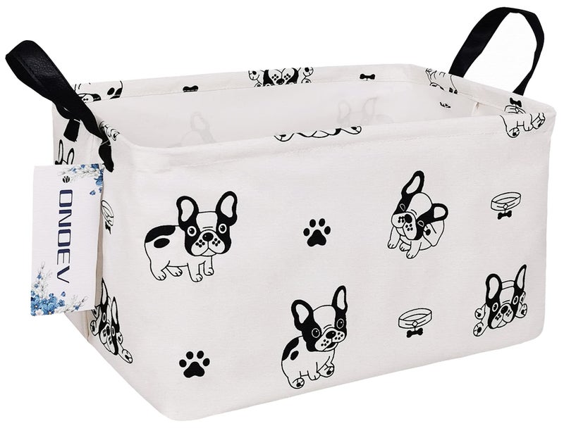 ONOEV Rectangular Fabric storage box decorative basket and finishing basket with handle are used for the storage of clothes books and sundries Bulldog 149L 102W905H inches