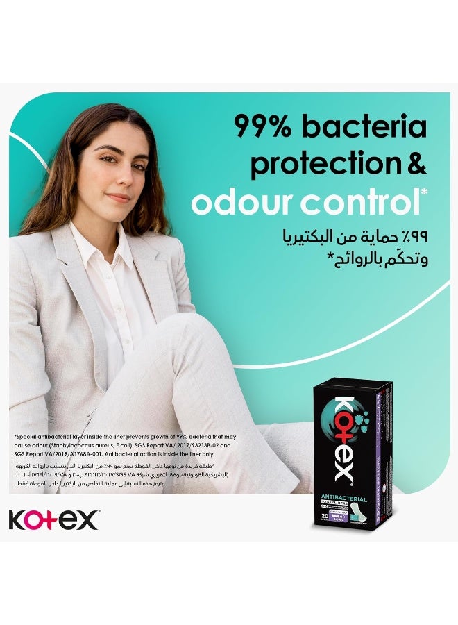 Kotex Antibacterial Panty Liners, 99% Protection From Bacteria Growth, Long Size, 20 Daily Panty Liners - Image 3