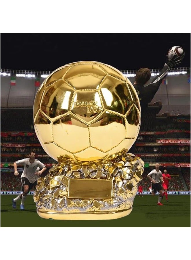 Dreamzon Ballon d'Or Trophy Football Trophy, Golden Ballon Football Trophy, Best Soccer Trophy Resin Replica with Electroplating Process for Office Decorations Fans Gifts and Birthday Gift - Image 3