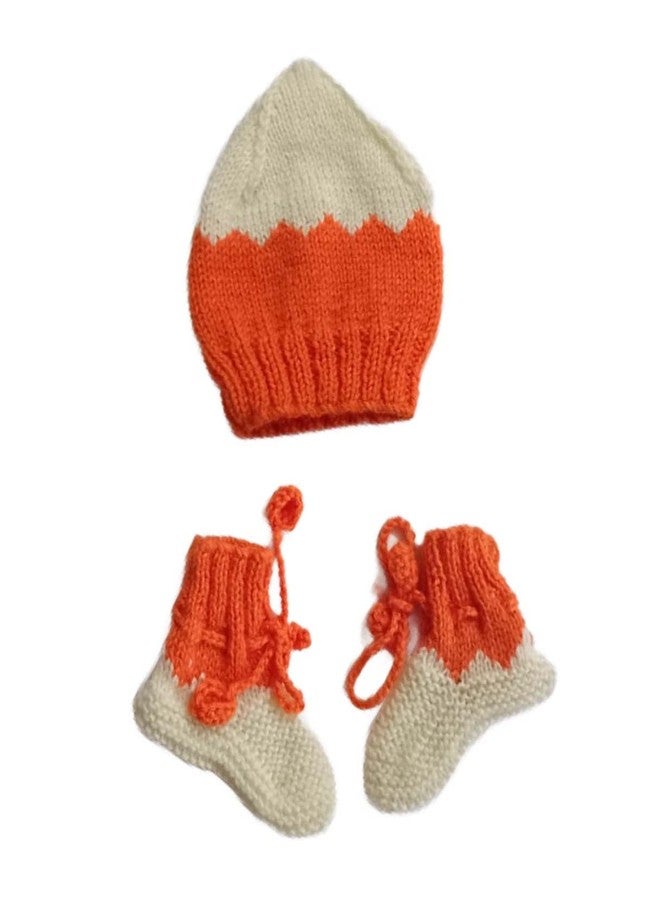 Cute Collection Hand Knitted Woolen Sweater with Cap and Socks Set for Winter 6-12 Months Baby and New Born Baby Multicolour - Image 5