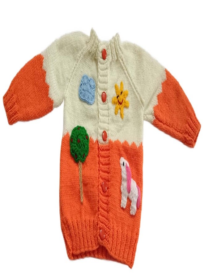 Cute Collection Hand Knitted Woolen Sweater with Cap and Socks Set for Winter 6-12 Months Baby and New Born Baby Multicolour - Image 3