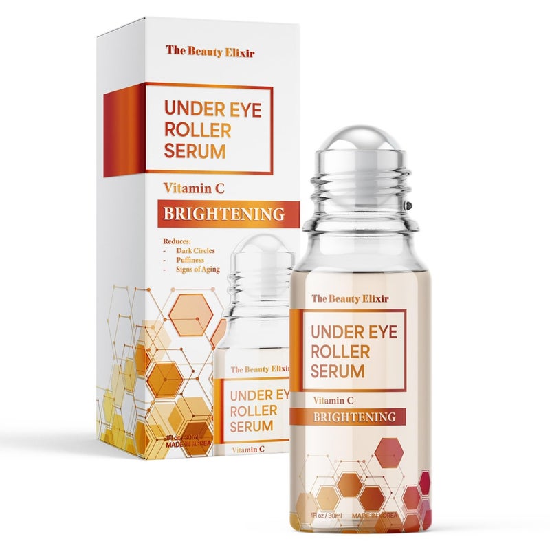 Beauty Elixir Vitamin C Under Eye Roller Serum - Anti-Aging & Reduces Puffiness - Dermatologist Tested, Clean Beauty & Natural Ingredients for All Skin Types - 1 Fl. Oz