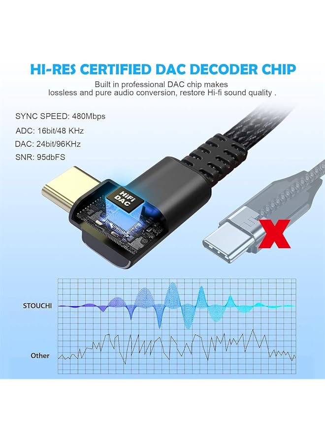 محول USB C إلى مقبس 3.5 مم، محول سماعة رأس من النوع C، محول سماعة رأس صوت رقمي Aux، محول Dac بزاوية عالية الدقة متوافق مع Samsung Galaxy S22 S21 S20 Ultra Note 20 Huawei Mate 40 P30