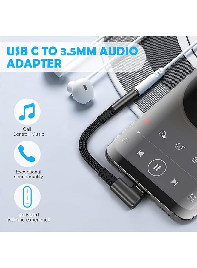 محول USB C إلى مقبس 3.5 مم، محول سماعة رأس من النوع C، محول سماعة رأس صوت رقمي Aux، محول Dac بزاوية عالية الدقة متوافق مع Samsung Galaxy S22 S21 S20 Ultra Note 20 Huawei Mate 40 P30