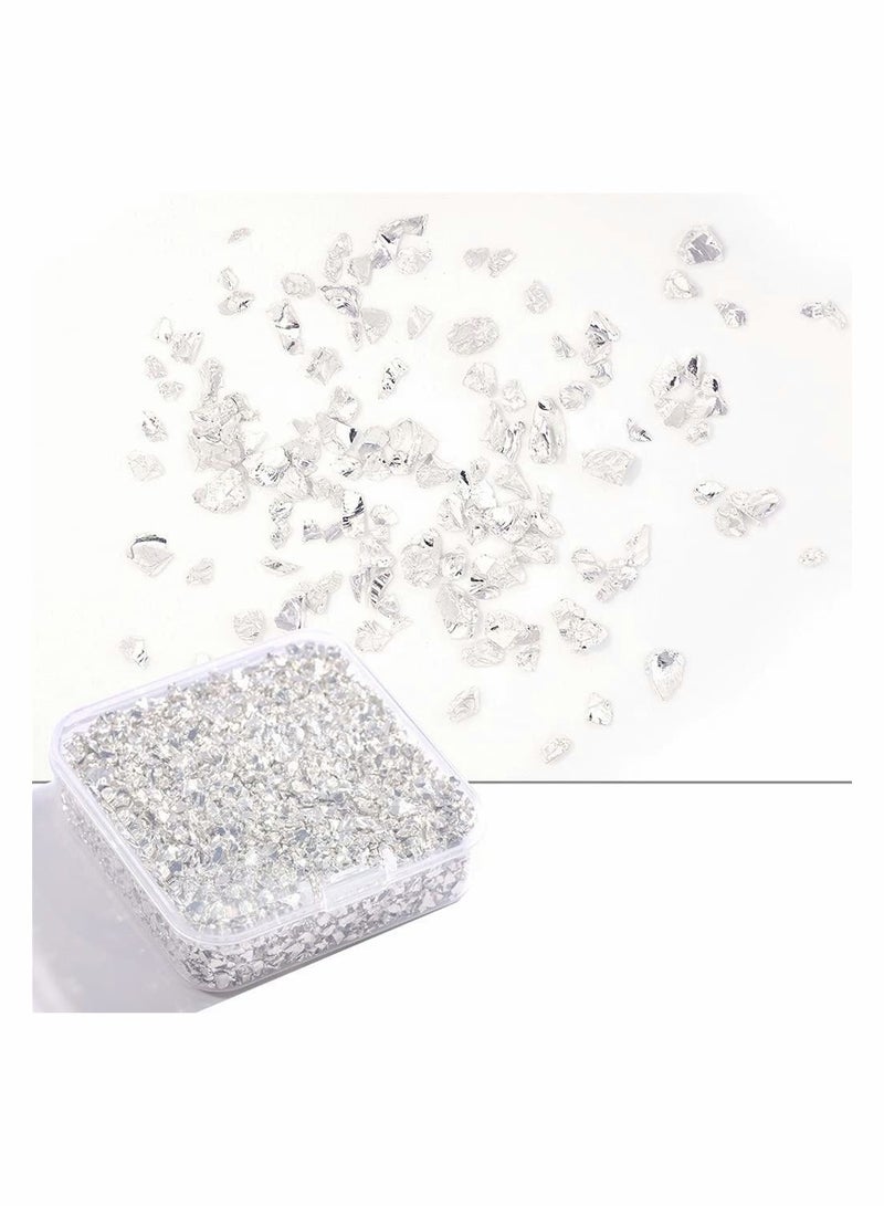 80g/Box Crushed Glass Stone Resin Filling for DIY Epoxy Resin Mold Irregular Crystal Nail Art Decoration Jewelry Making (Silver)