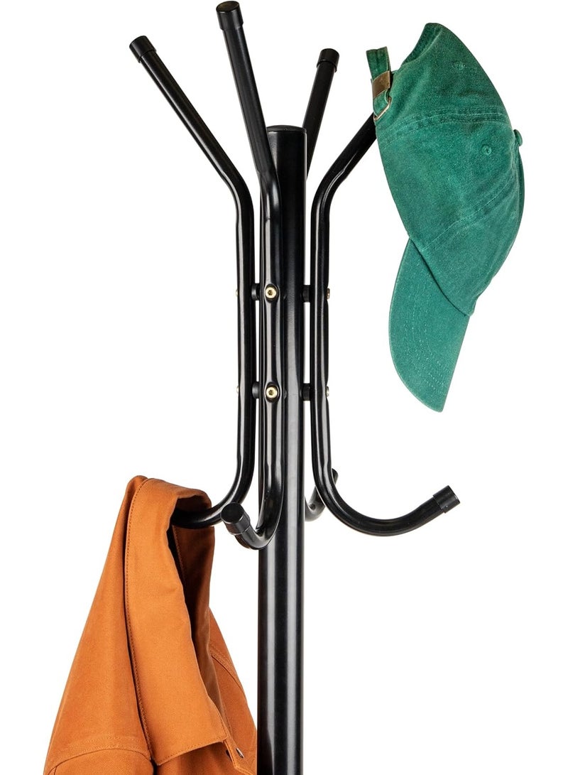 Coat Rack, Freestanding Coat Rack with 8 Hooks and 3 Adjustable Size Tree Coat Racks for Bedroom, Hallway, Entrance, Office, for Hats, Coats, Scarves, Handbags (Black) - Image 4