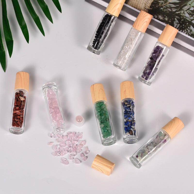 Manufacturer'S Best-Selling Spot 10Ml Wood Grain Cap Essential Oil Rolling Ball Bottle Perfume Refill Bottle Crystal Gravel Jade Rolling Ball Bottle - Image 4