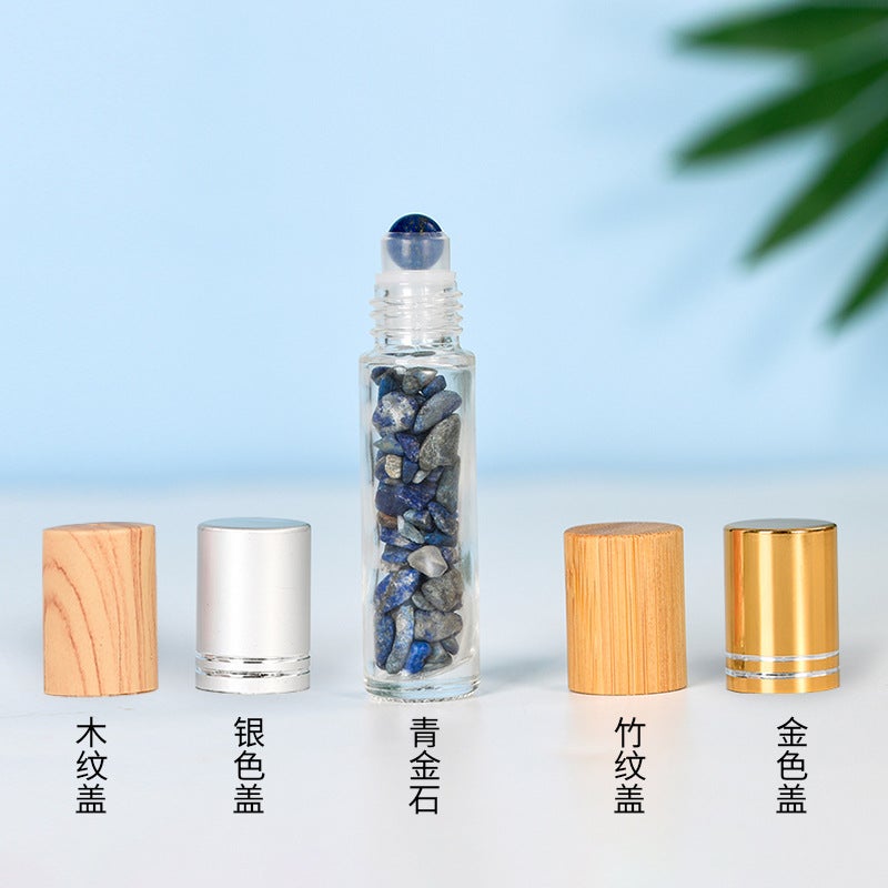 Manufacturer'S Best-Selling Spot 10Ml Wood Grain Cap Essential Oil Rolling Ball Bottle Perfume Refill Bottle Crystal Gravel Jade Rolling Ball Bottle - Image 1
